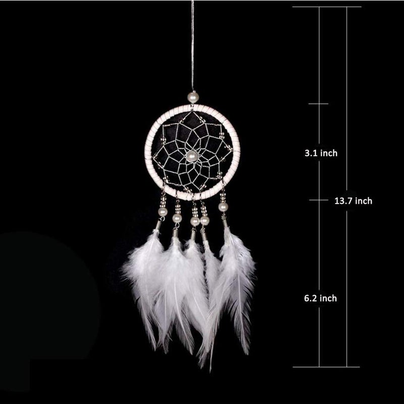 Malicosmile Dream Catchers for Cars Rear View Mirror, Small White Feather Dream Catcher Wall Hanging Decorations Car Charm Ornament - Image 2